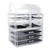 Plastic Cosmetics Storage Rack 4 Small Drawers and 3 Larger Drawers Transparent--YS - as picture