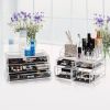 Plastic Cosmetics Storage Rack 4 Small Drawers and 3 Larger Drawers Transparent--YS - as picture