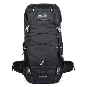 Outdoor Mountaineering Bag 50L Large Capacity Nylon Travel Camping Hiking Mountaineering Backpack (Option: Black-50l)