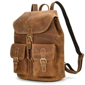 Women's First Layer Leather Backpackage Flip Leisure Travel (Option: Light Brown 35cm)